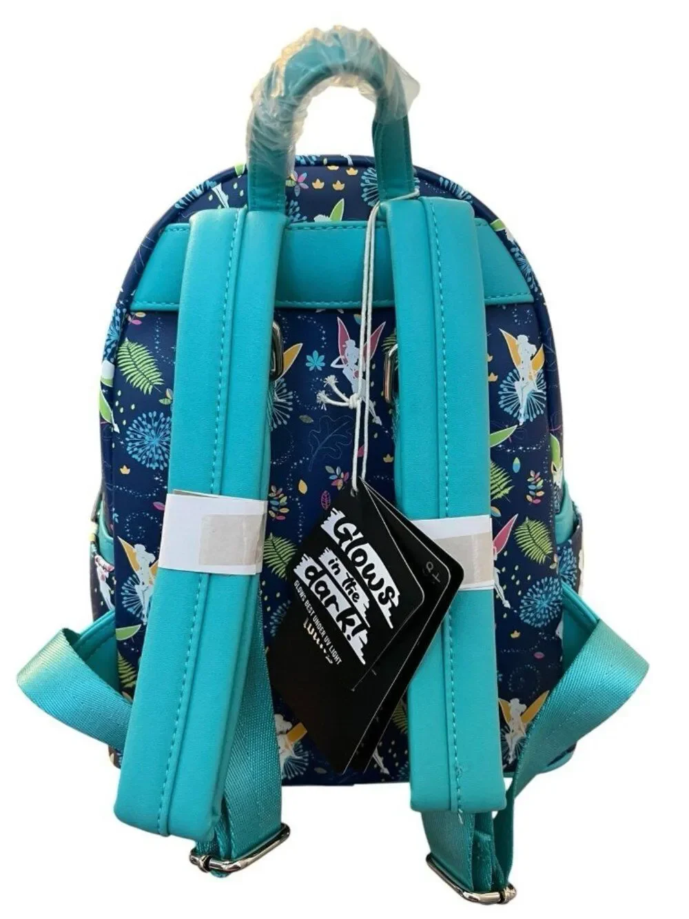 Loungefly Disney Peter Pan Teal Tinkerbell Glow In The Dark Mini Backpack NWT